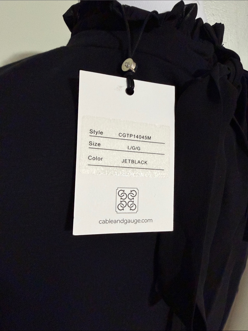 Cable & Gauge Black Ruffle Mock Neck Puff Sleeve Blouse - Picture 6 of 7